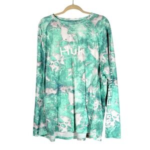 Huk Performance Fishing Shirt Mens XXXL Mossy Oak Fracture Camo Mint Green 3x